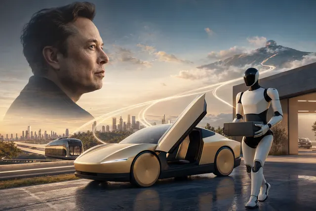 Concept illustration representing Tesla’s ambitions in robotics and autonomous transportation.
