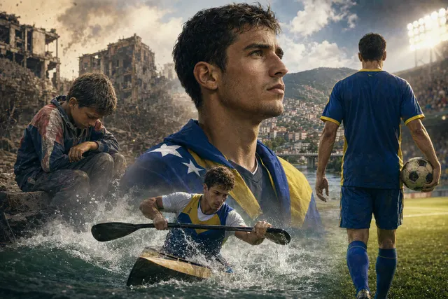 AI-generated editorial illustration accompanying Aleksandar Duric’s sporting journey