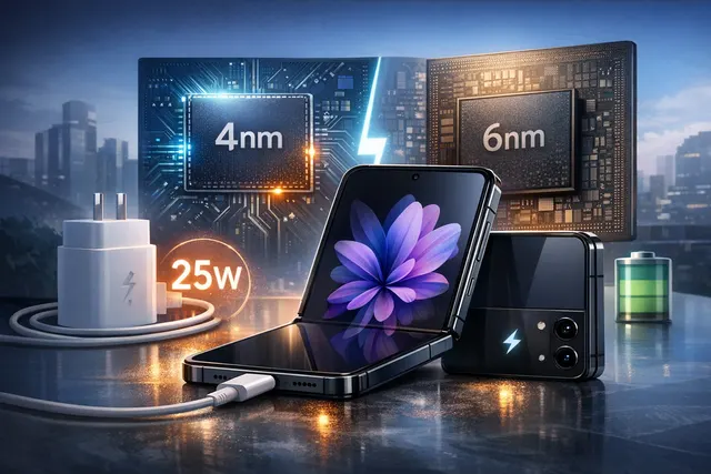 Concept render of the Samsung Galaxy Z Flip 8 showing its slim folded design against a dark reflective surface