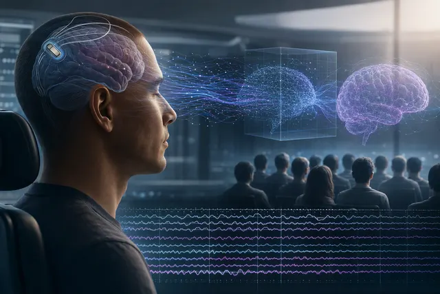 Illustrative image about brain–computer interface technology and neural data