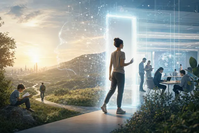 Illustration representing Brighteye Ventures’ HumanOS Fund III for AI-enabled learning and work technology