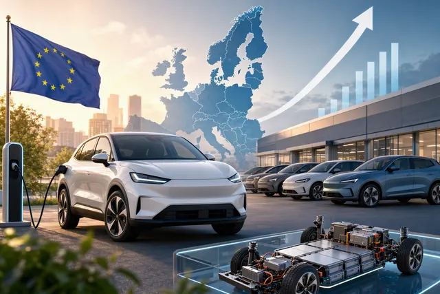 Illustration of battery-electric cars, representing the growing EU market.
