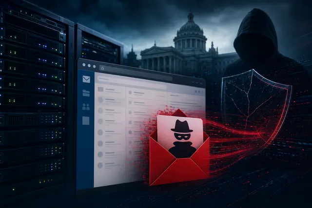 Illustration representing a Microsoft Exchange Server security vulnerability affecting Outlook on the web