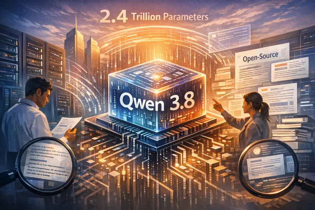 Alibaba Qwen3.8-Max-Preview AI model announcement with 2.4 trillion parameters