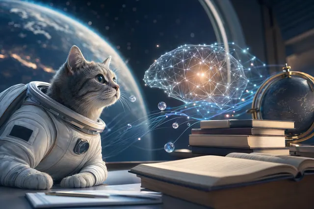 Illustration einer ChatGPT-ähnlichen KI, die Prompts in Tokens verarbeitet und Antworten erzeugt