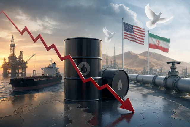 Editorial illustration accompanying an analysis of oil prices and Strait of Hormuz shipping risks