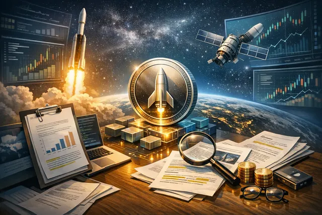 SpaceX rocket launch illustration representing the tokenized SpaceX stock (SPCX) debut on Solana blockchain