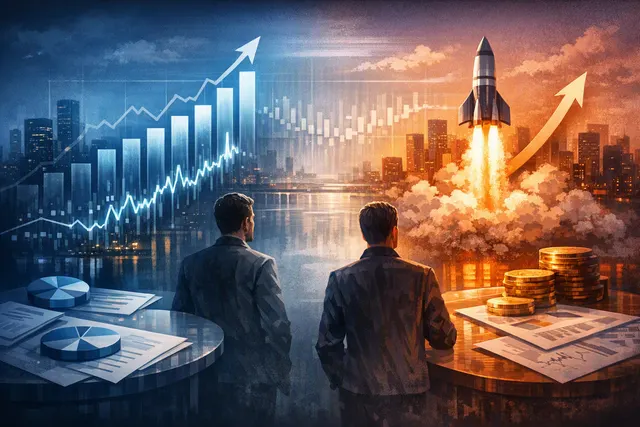 Editorial illustration comparing Anthropic and OpenAI's Q2 2026 revenue growth and early-Q3 momentum