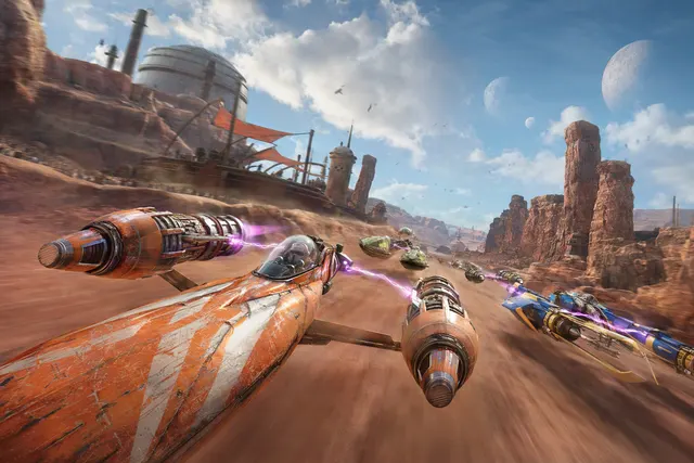 Editorial illustration for Star Wars: Galactic Racer’s launch on Amazon Luna