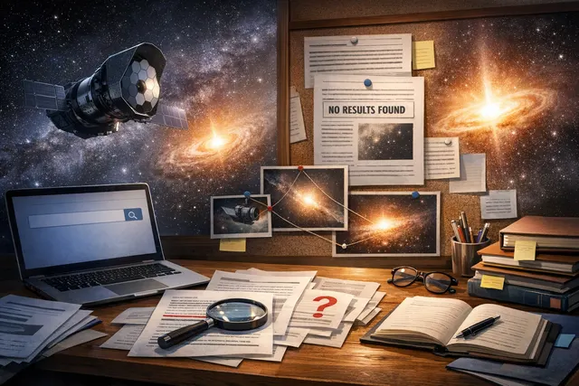 A conceptual image showing distant quasars as bright points of light against a deep space background, representing the ancient objects that the Euclid space telescope is designed t
