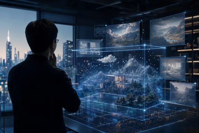 Illustration of an AI-generated immersive spatial video environment