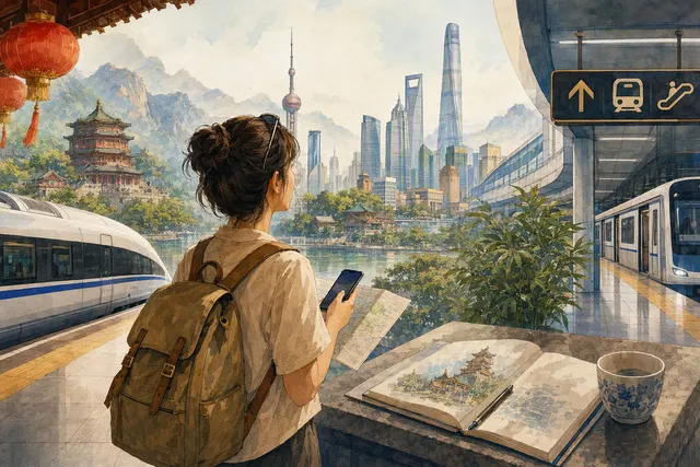Illustration of traveling in China without speaking Mandarin