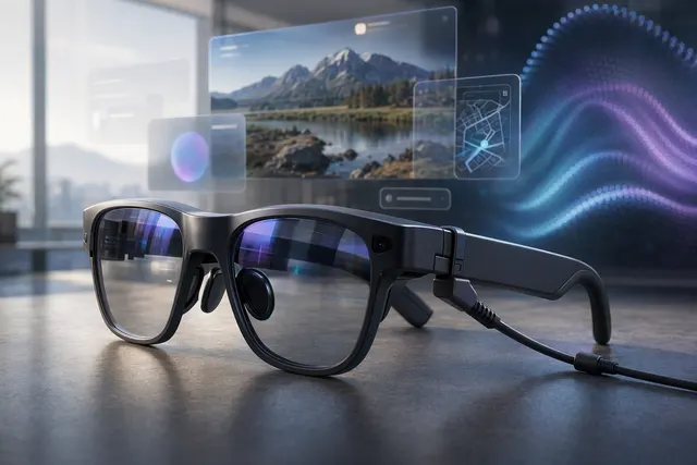 Concept image of Xreal Project Aura Android XR smart glasses with spatial computing interface overlays