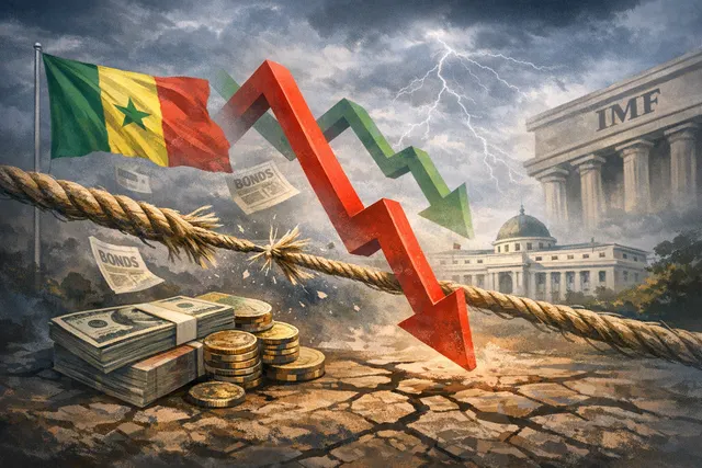Graph showing Senegal's bond prices crashing amid a political and debt crisis