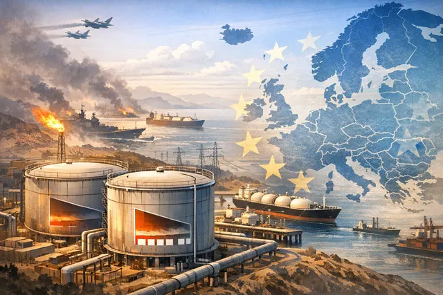 What is the current state of Europe's energy security crisis as of late July 2026, including the historically low gas storage levels, Wood M