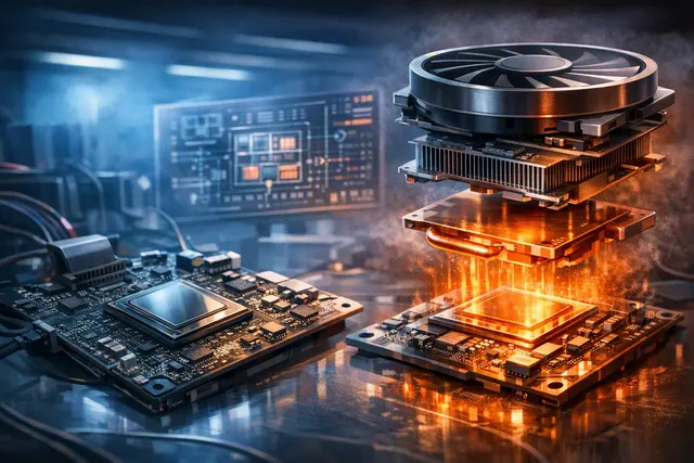 Conceptual illustration of Xiaomi’s XRING O3 mobile processor with a 10-core Arm CPU, LPDDR6 memory and advanced cooling