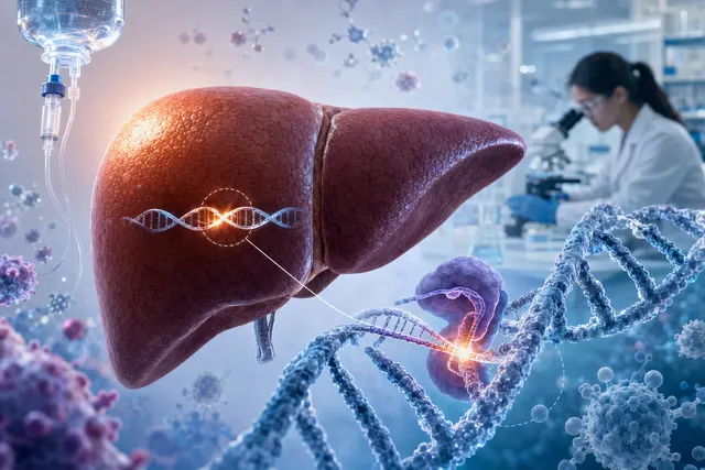 Illustration representing CRISPR gene editing and cholesterol research