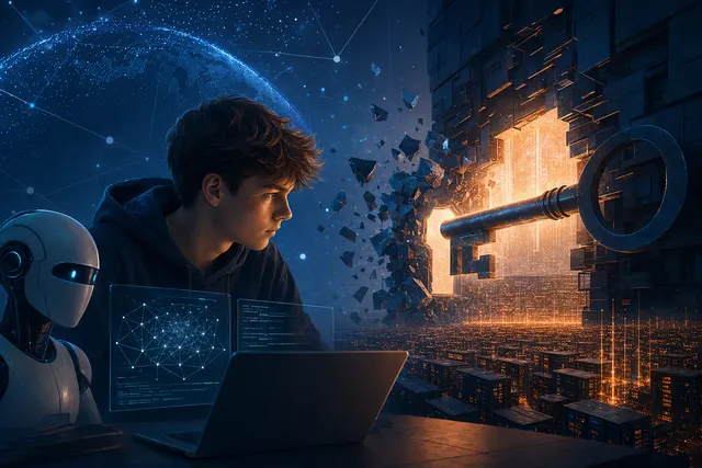 AI-generated editorial illustration accompanying a report on Microsoft Titan’s unsigned-token authentication flaw