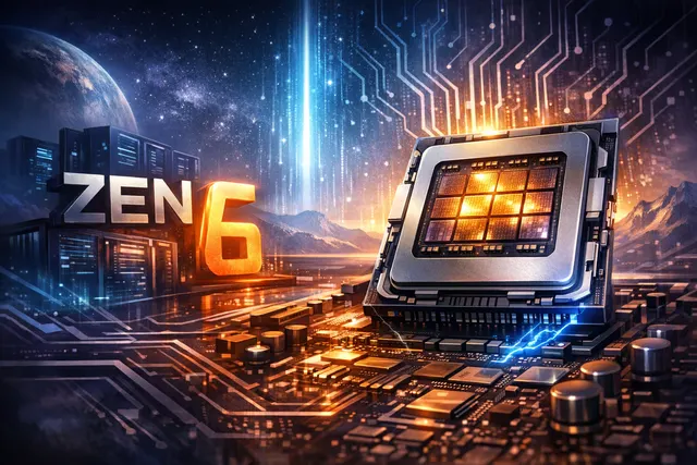 Concept art of an AMD Ryzen Threadripper Pro processor representing the Zen 6 architecture on a new TR6 socket.