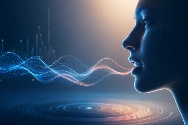 Editorial illustration representing a full-duplex AI voice conversation