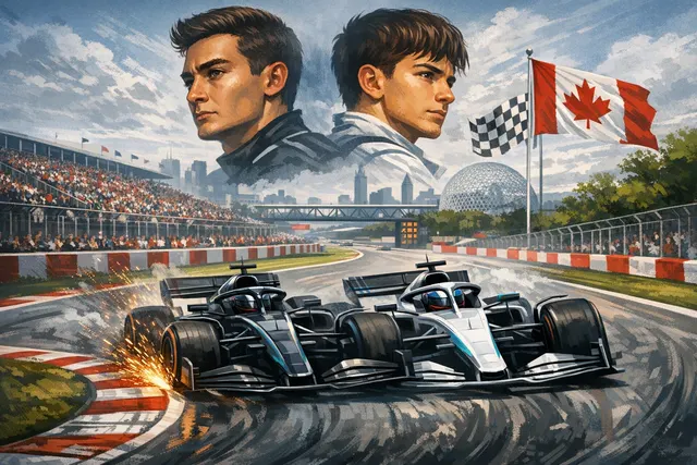 Mercedes F1 drivers George Russell and Kimi Antonelli clash during the 2026 Canadian Grand Prix
