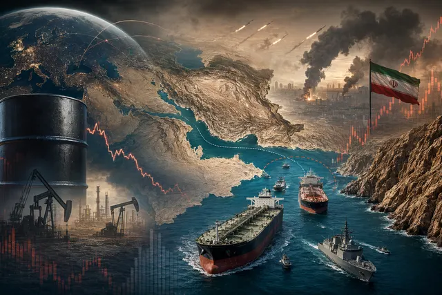 Oil tanker traffic near the Strait of Hormuz illustrating how the Iran conflict threatens global energy supply routes