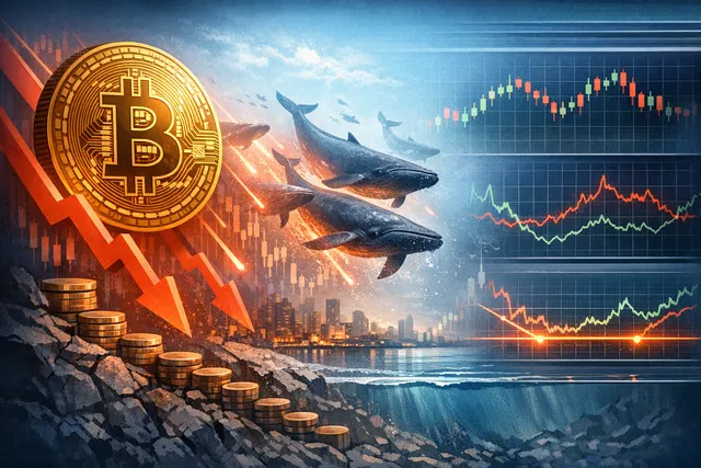 Bitcoin whale selloff 2026 on-chain data analysis showing market downturn and key support levels
