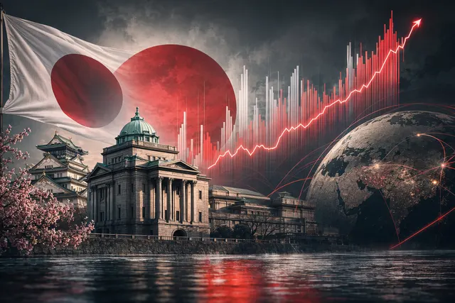 Illustration representing rising Japanese government bond yields and global market impact