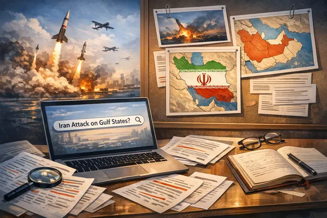 Map of the Middle East highlighting the six Gulf states targeted in Iran's July 11-12, 2026 missile and drone attacks.