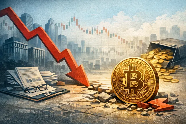 Abstract visualization of declining Bitcoin fund inflows intersecting with Wall Street analysis and corporate treasury buying in a maturing 2026 market.