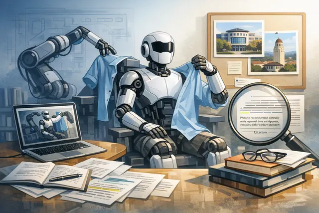 AI-generated concept illustration of SWAG, a soft robotic self-dressing garment system developed by KAIST and Stanford University, showing vine-like tubes wrapping around a wearer'