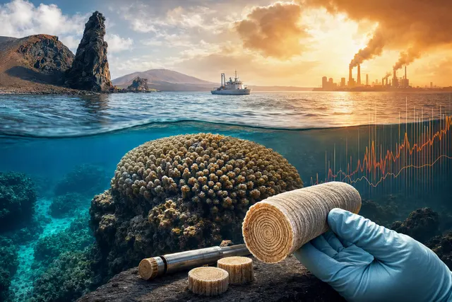 What does the Science study of nearly 1,000 years of Galápagos coral records find about how human caused warming has affected El Niño streng