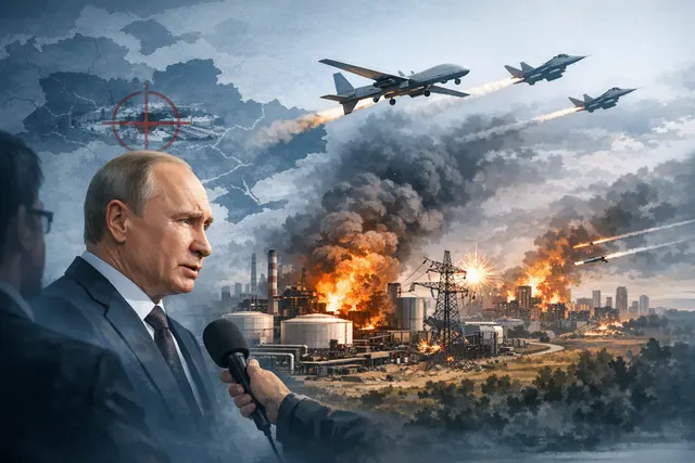 What did Vladimir Putin say in his August 22–23, 2026 state media interviews about Ukraine’s intensified drone and missile campaign against