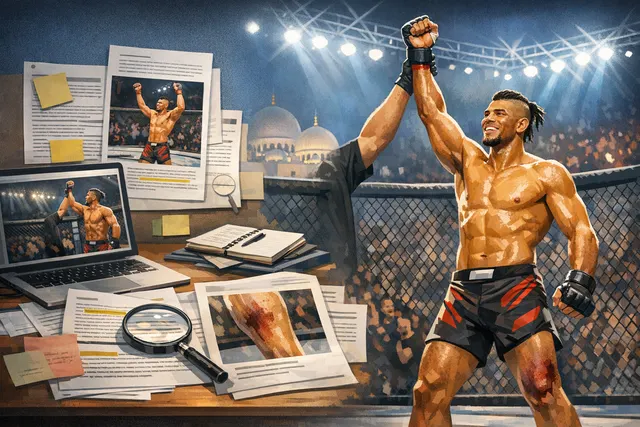 Valter Walker celebrates after his submission victory at UFC Fight Night 282 in Abu Dhabi
