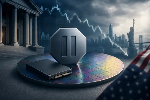 AI-generated illustration representing Solidigm’s paused IPO amid chip-market volatility and shareholder scrutiny