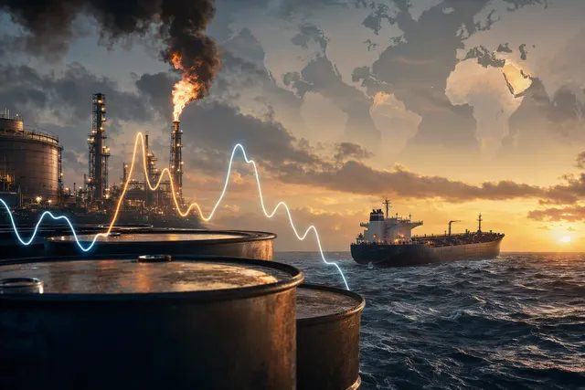 Editorial illustration about oil prices and Middle East supply risks
