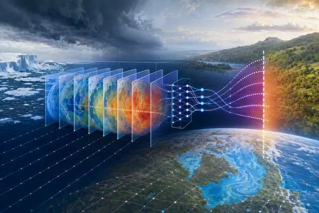 Illustration representing an AI model analyzing changing system behavior and a possible tipping point