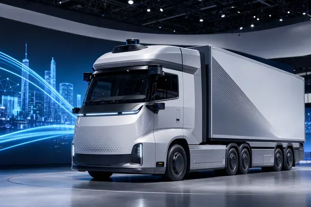 Illustration of an autonomous battery-electric heavy truck representing Pony.ai and GAC Commercial Vehicle’s Gen-4 Robotruck