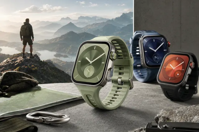 Huawei Watch Fit 5 Pro rectangular smartwatch with bright AMOLED display and fitness tracking features
