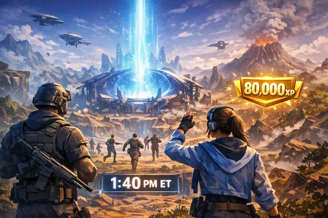 Fortnite Foundation versus Ice King concept art with a shattered zero point and destruction across the island