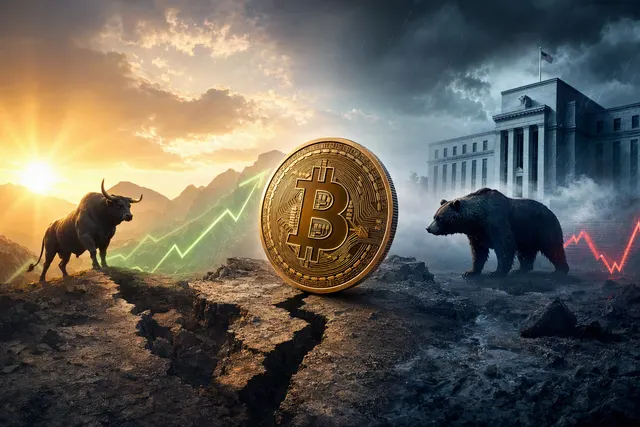 Illustrative image representing Bitcoin market volatility and uncertainty over a cycle bottom