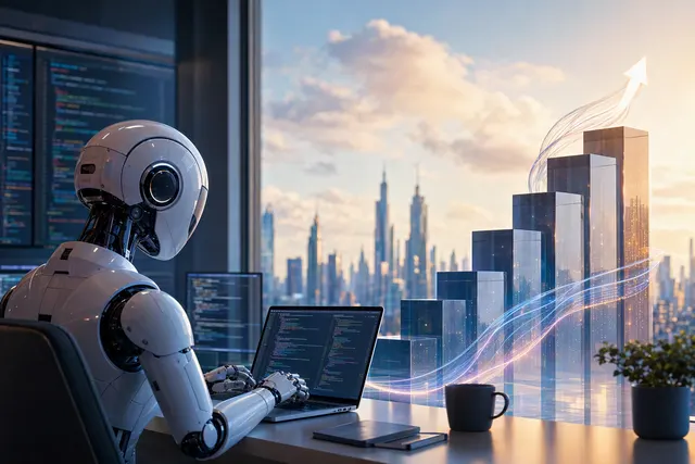 Editorial illustration representing Cognition’s Devin autonomous coding agent and Series E funding announcement