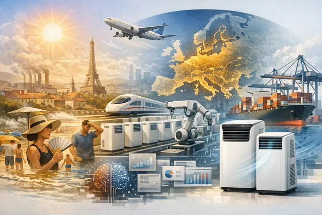 What is driving the surging demand for air conditioning in Europe in summer 2026, how is Chinese manufacturer Midea responding with its Port