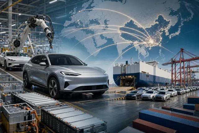 Electric vehicles manufactured in China being prepared for export to global markets