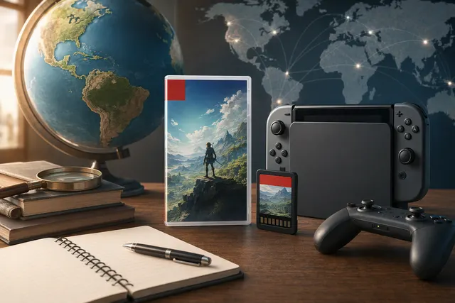 Editorial illustration about Nintendo’s support for physical and digital games