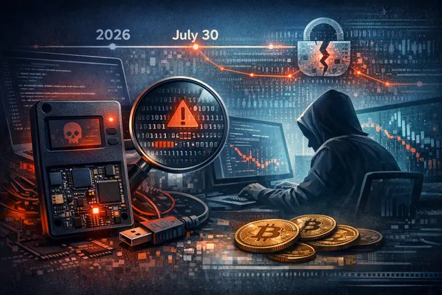 What happened during the Coldcard hardware wallet firmware exploit that began July 30, 2026, including the vulnerability's cause and timelin