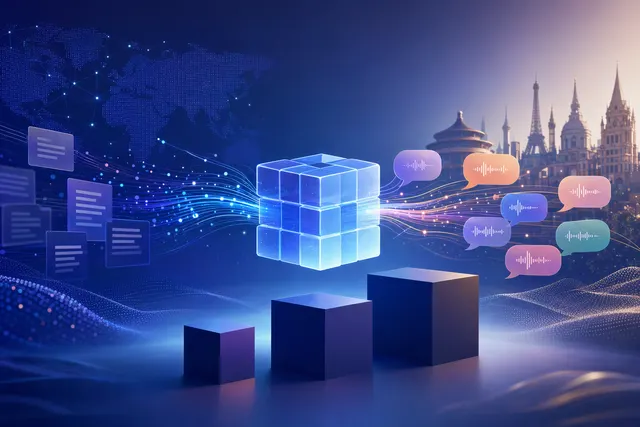 Illustration representing multilingual translation across text and speech