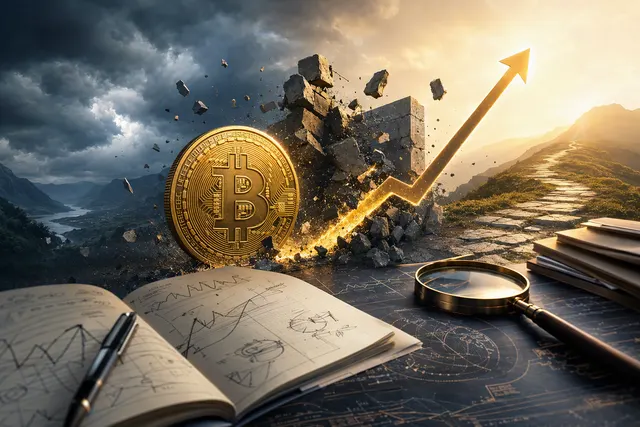Editorial illustration accompanying an analysis of Bitcoin’s move above $80,000 and Jurrien Timmer’s conditional price targets