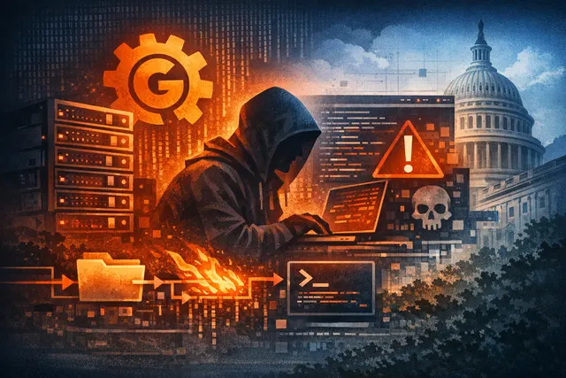 Digital illustration of a cracked, padlocked server representing the unpatched critical vulnerability in the Gogs Git service.