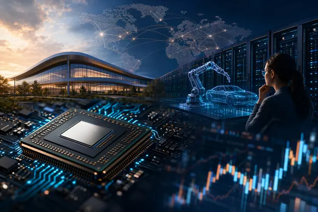 Concept illustration representing AMD processors and AI computing infrastructure